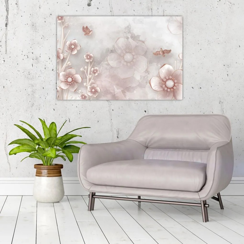 Tablou - Flori roz (90x60 cm)