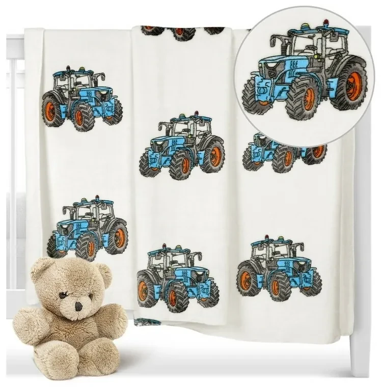 Bellatex Pătură pentru copii Ella Tractoralbastru, 100 x 150 cm
