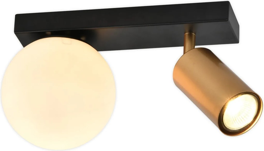 Spot LED Klausen Spoty AP2 Modern 27x16cm, Corp Iluminat Perete Alama Negru, Dubla Sursa E14 GU10, Lampa Ambientala Design Urban pentru Interior