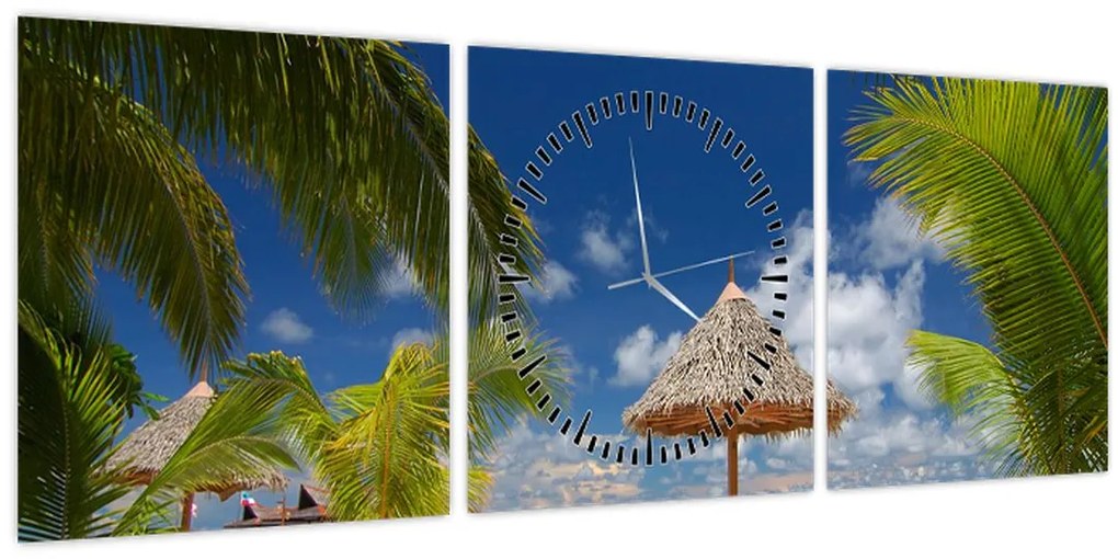 Tablou - Plajă cu nisip alb (cu ceas) (90x30 cm)