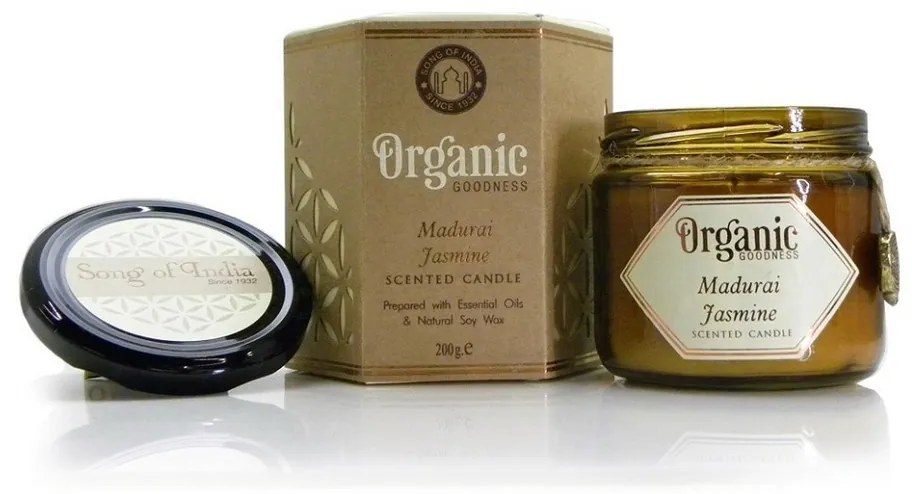 Lumânare organică Madurai Jasmine 200 g în sticlăchihlimbarie