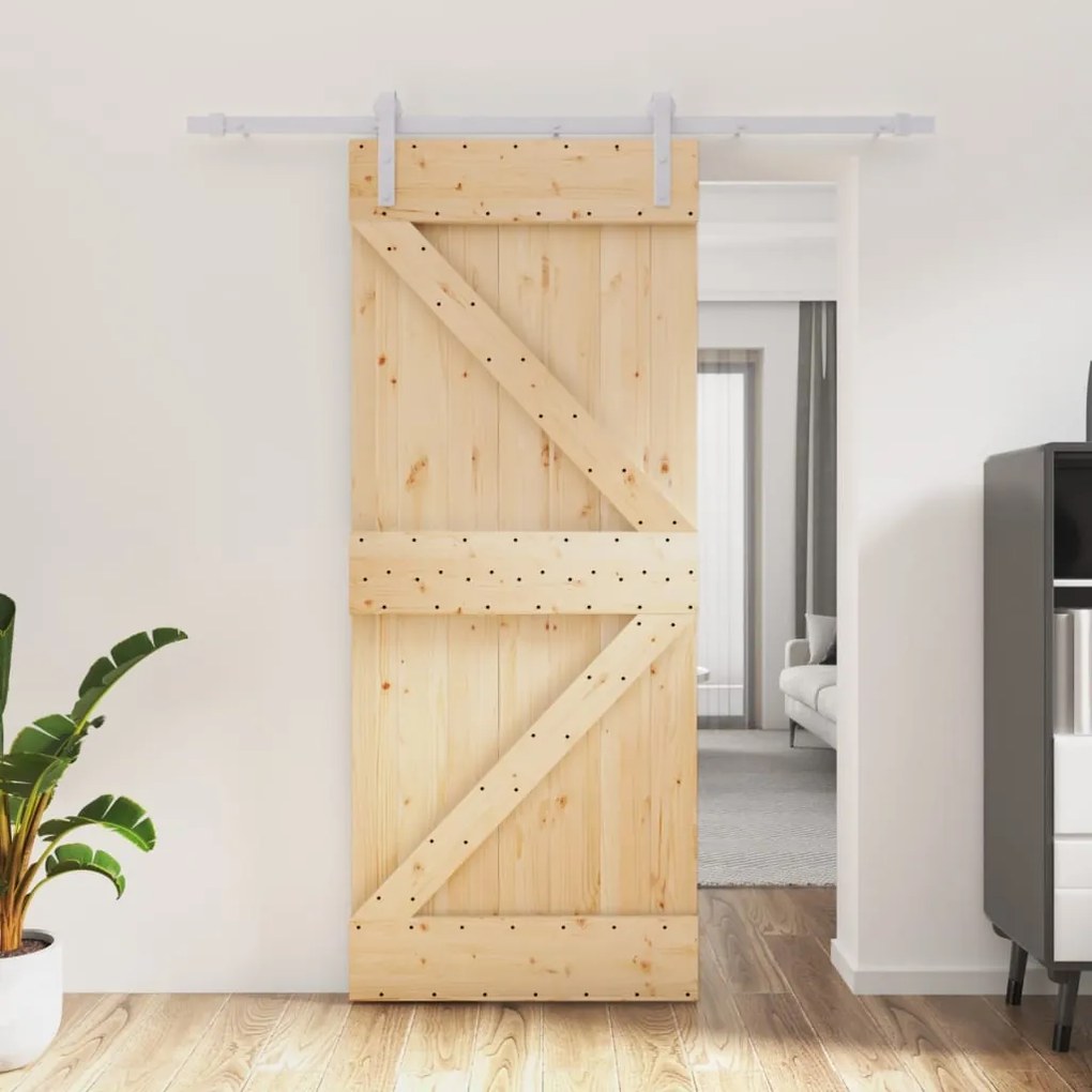 vidaXL Ușă glisantă cu set de feronerie 85x210 cm, lemn masiv de pin