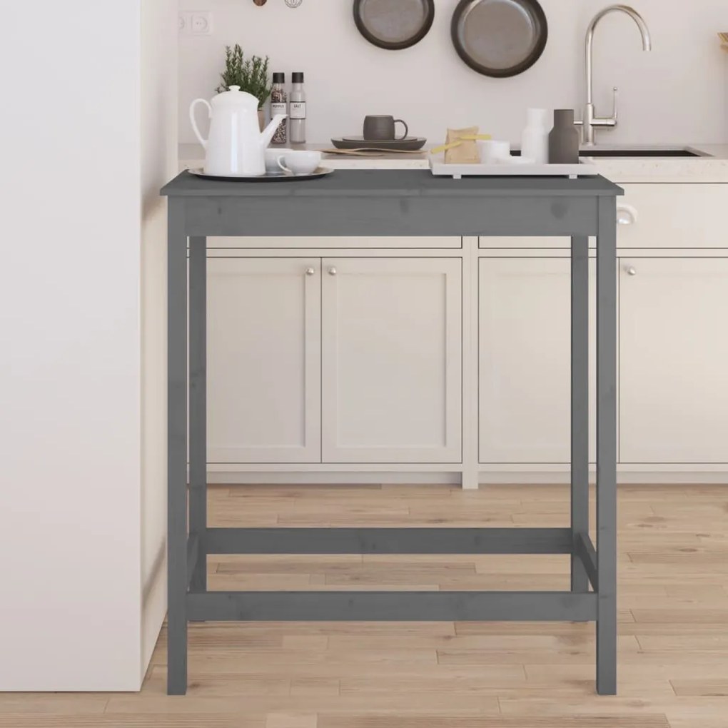 822154 vidaXL Masă de bar, gri, 100x50x110 cm, lemn masiv de pin