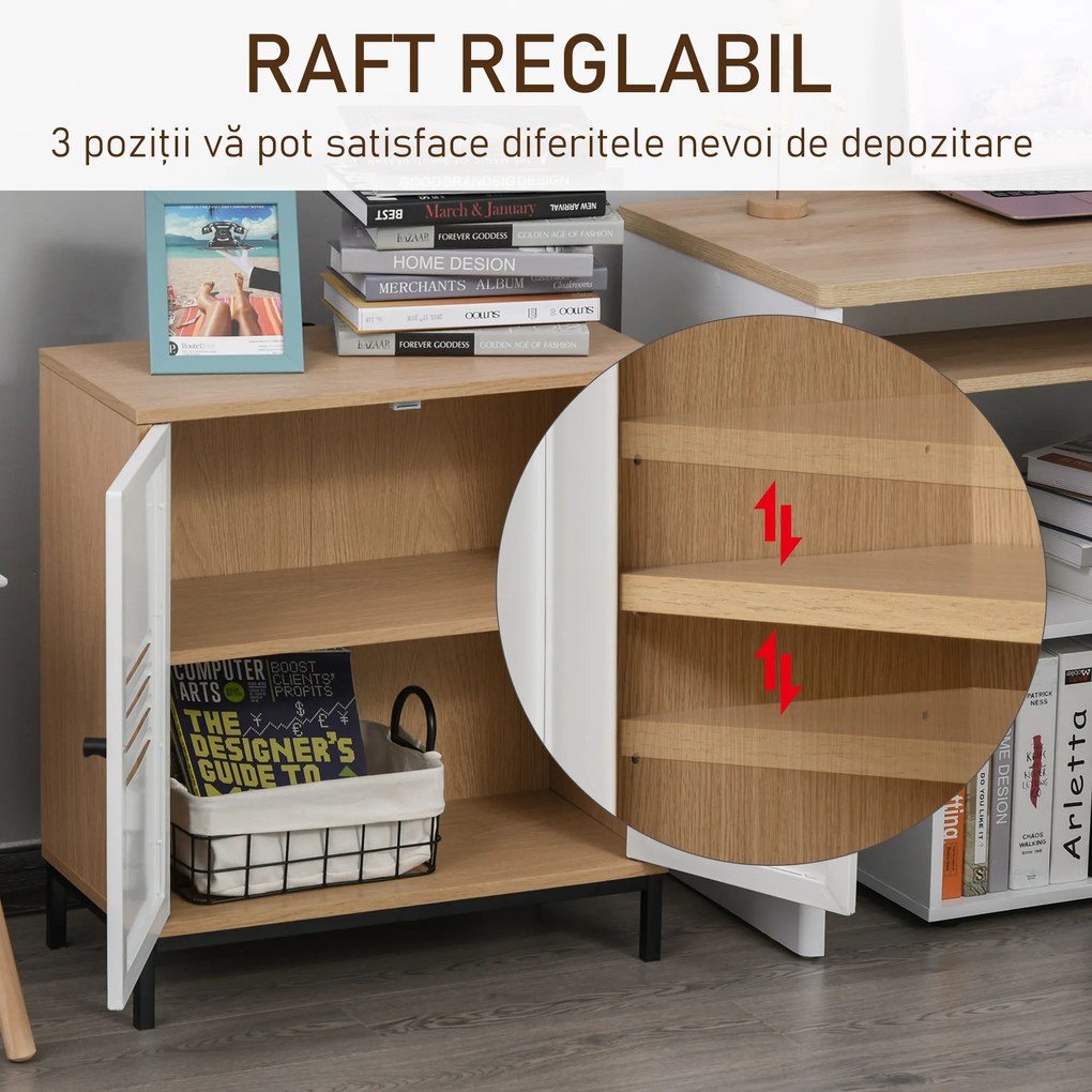 Vinsetto Dulap Elegant de Birou cu 2 Uși și Raft Ajustabil, Design Anti-răsturnare, 62x30x67.5cm | Aosom Romania