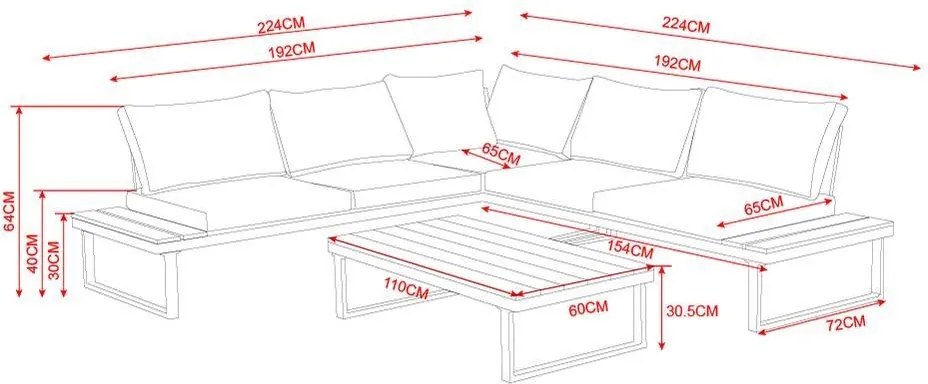 Set mobilier de grădină MODENA - Gri
