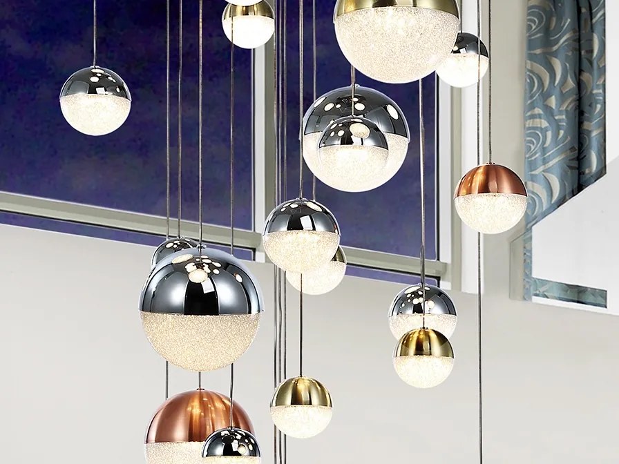 LUSTRA XXL cu 27 pendule LED, H-500cm, DIMABILA prin BLUETOOTH Sphere