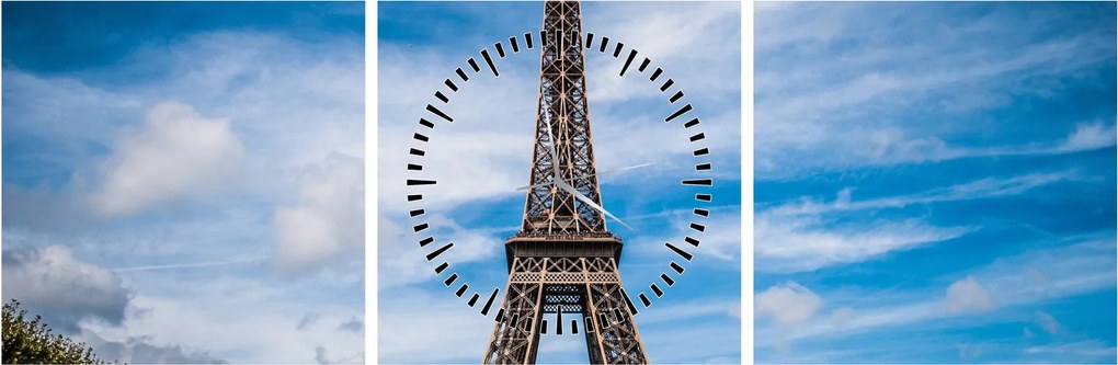 Tablou - Turnul Eiffel (cu ceas) (90x30 cm)
