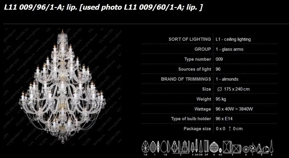Candelabru XXXL cristal Bohemia 96 brate, L11 009/96/1-A