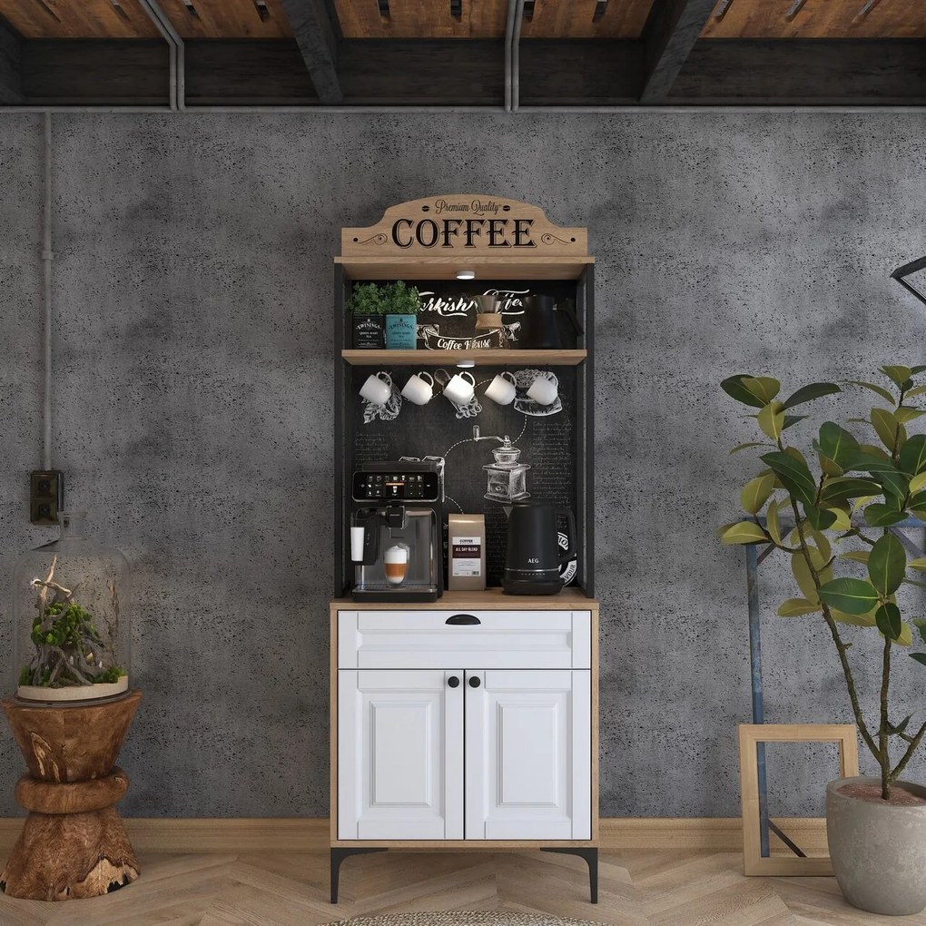 Dulap multifunctional, Hanah Home, JE157, 70x186.4x40 cm, Nuc/Alb