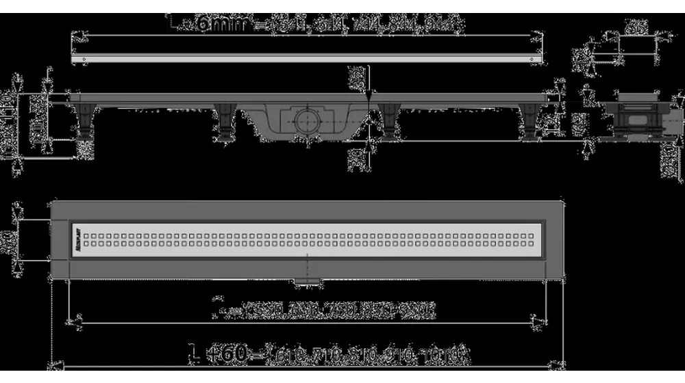 Rigola dus iesire laterala cu capac perforat crom 550 mm Alcadrain APZ9-550M 550 mm