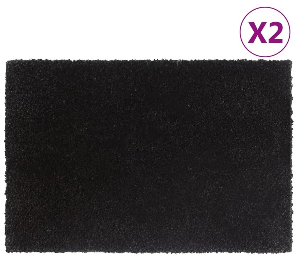 vidaXL Covoraș de ușă, 2 buc., negru, 40x60 cm, fibre de cocos