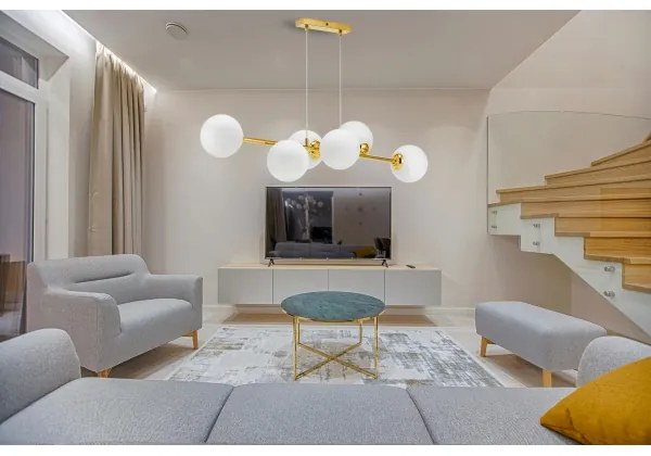 Lustră pe cablu 6xE27/35W/230V auriu