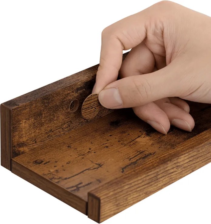 Set 3 bucati rafturi de perete TAYLOR 38x10 cm, rustic maro