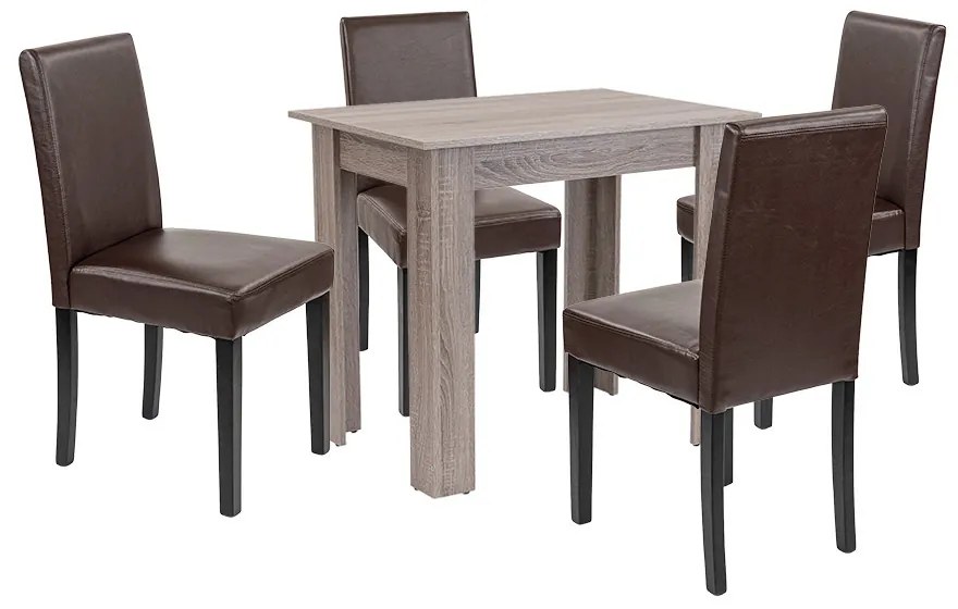 Set de masă Leon 4+1 stejar York-maro