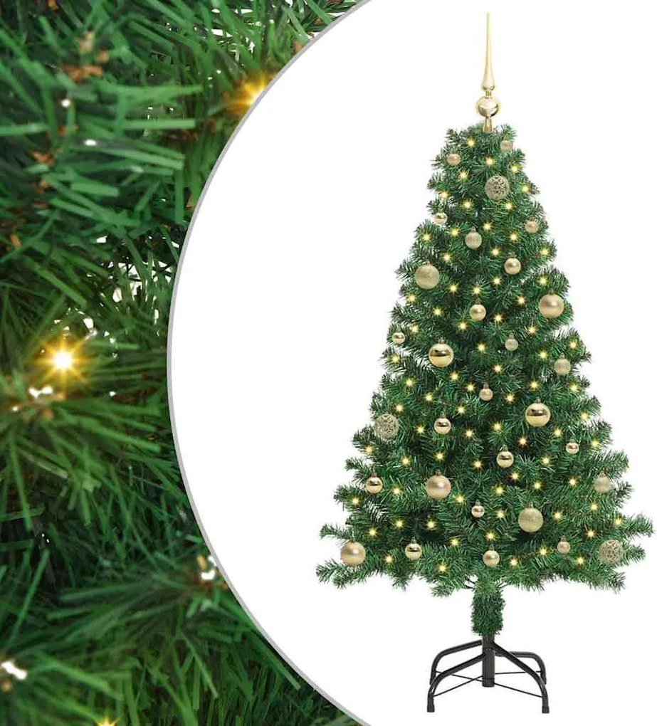 vidaXL Brad de Crăciun artificial Verde 150 cm PVC și Oțel și Plastic