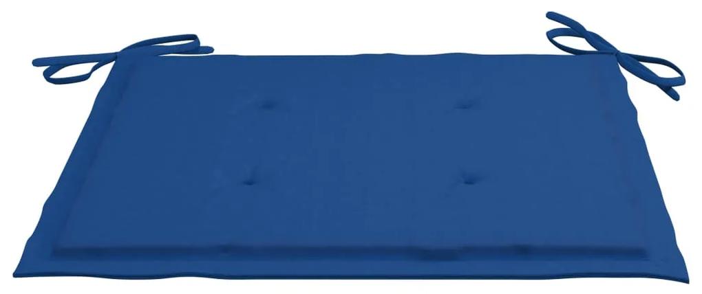 Scaune gradina cu perne albastru regal, 6 buc., lemn masiv tec 6, Albastru regal