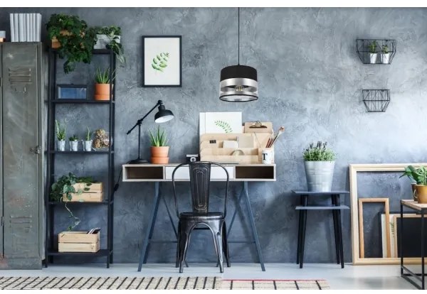 Lustră pe cablu MILO 1xE27/60W/230V argintie/neagră