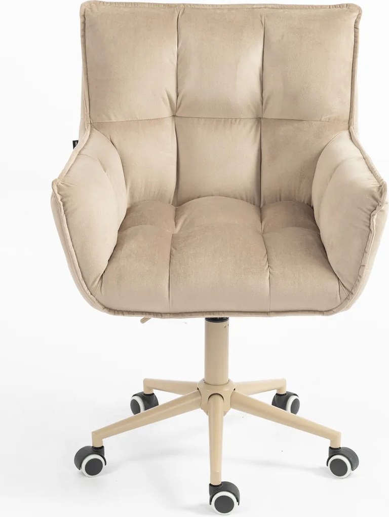 HR560K Scaun Catifea Latte cu Bază Crem
