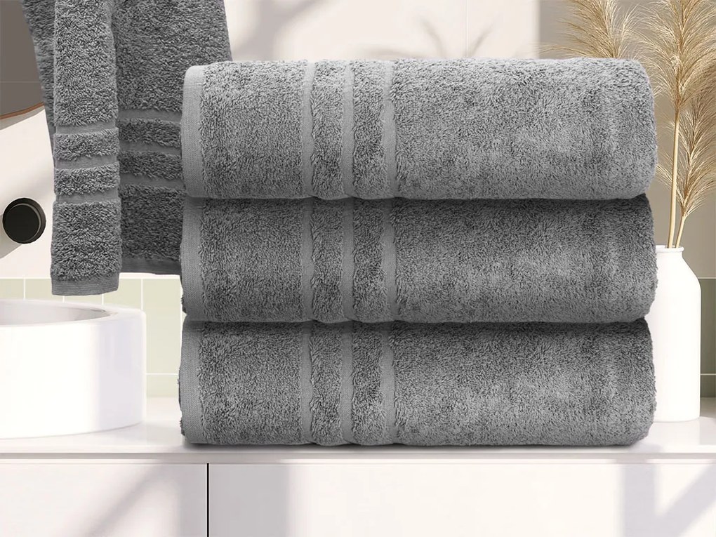 Prosop CONFORT 70 x 140 cm gri deschis, 100% bumbac