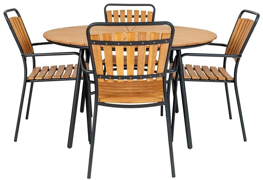 Masă de grădină rotundă din lemn de tec ø 130 cm Cleveland – House Nordic