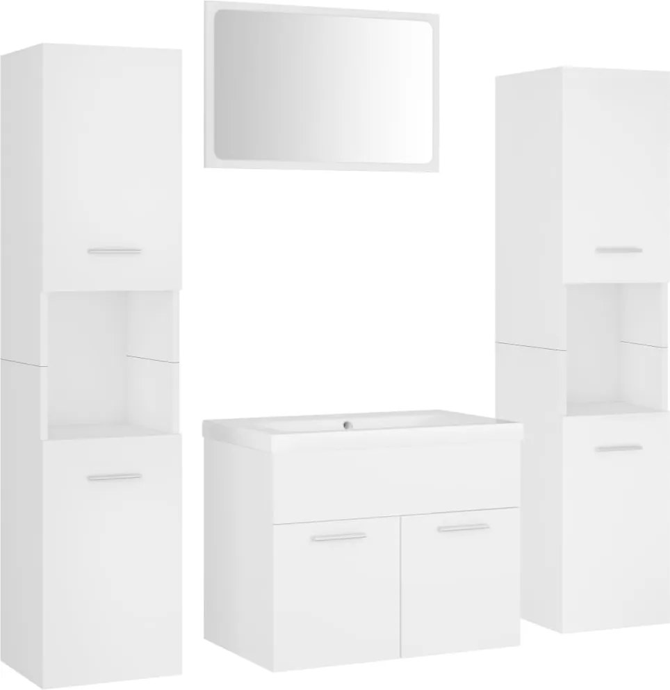 vidaXL Set mobilier de baie, alb, lemn prelucrat