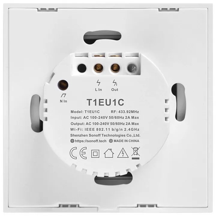 Intrerupator Inteligent WiFi + RF 433MHz Sonoff T1 EU TX cu 1 Canal
