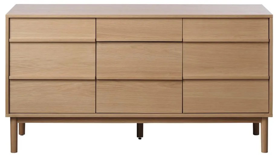 Comodă joasă cu aspect de lemn de stejar 75x140 cm Ponza – Unique Furniture