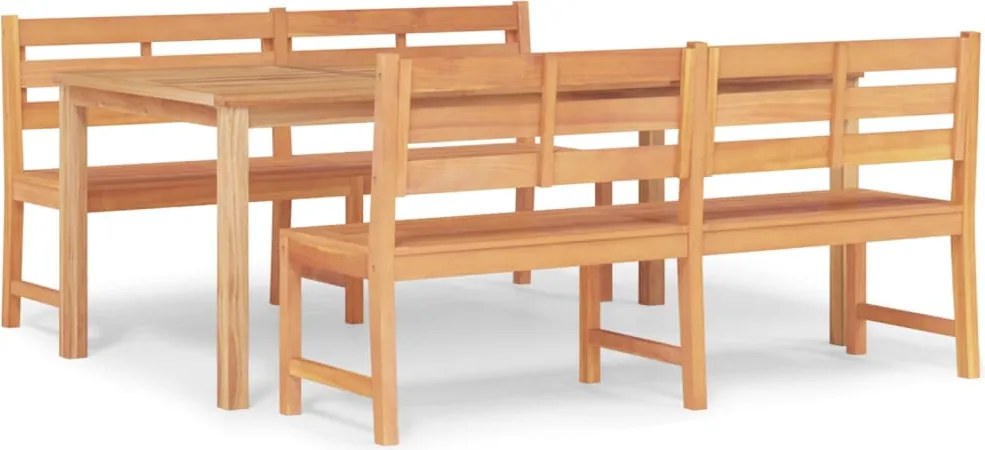 vidaXL Set de masă pentru grădină, lemn masiv de tec, 3 piese
