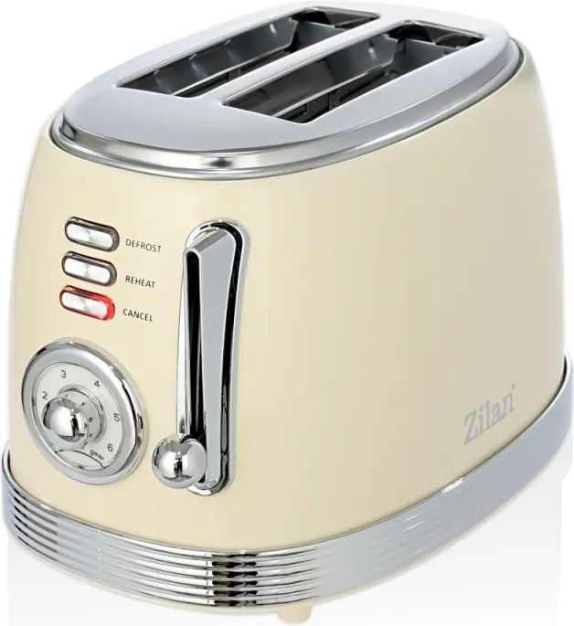 Prajitor de paine Retro Zilan ZLN1191, 2 felii de paine, 850W, 6 trepte de temperatura si timer, dezghetare, reincalzire, picioruse antiderapante