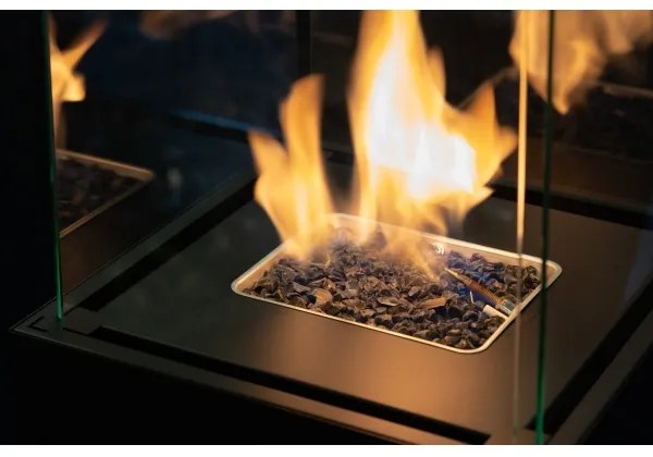 Șemineu de exterior pe gaz Planika Faro GAS 142x36 cm 8kW negru + capac de protecție