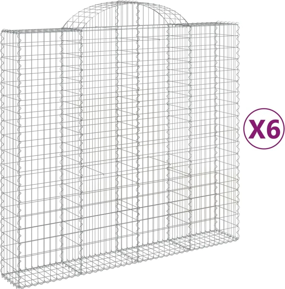 vidaXL Coșuri gabion arcuite 6 buc, 200x50x180/200 cm, fier galvanizat