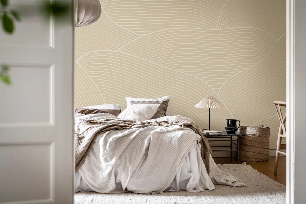 Fototapet, Drawn Hills, Beige, Rebel Walls