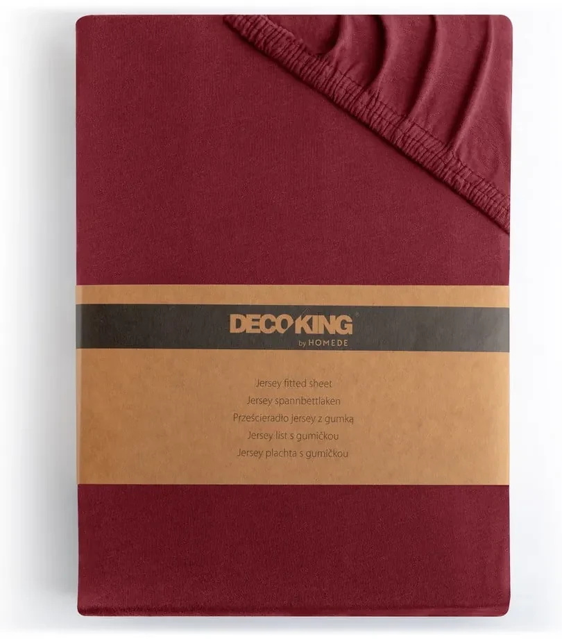 Cearceaf burgundy din jerseu cu elastic 160x200 cm Amber – Restilo