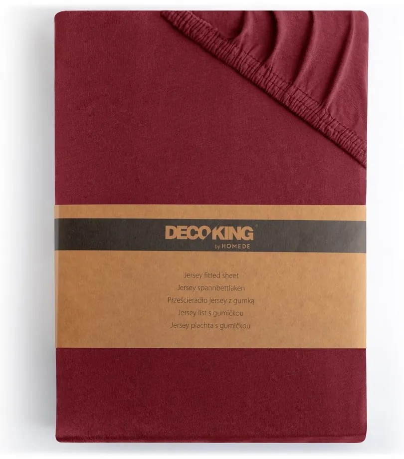 Cearceaf burgundy din jerseu cu elastic 90x200 cm Amber – Restilo