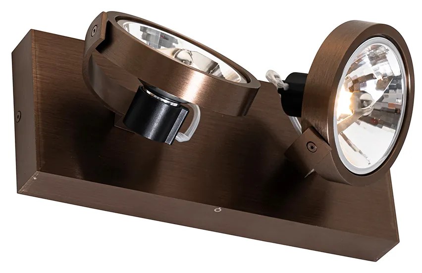 Spotlight de design bronz închis cu 2 lumini rotative și înclinabile - Go