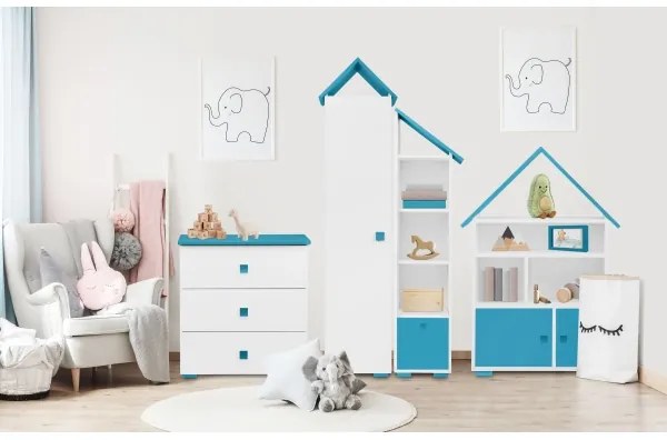 Comodă PABIS 87x83 cm alb/albastru