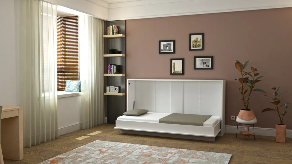 Pat rabatabil orizontal fara somiera primer life 200 (90x200) - alb mat
