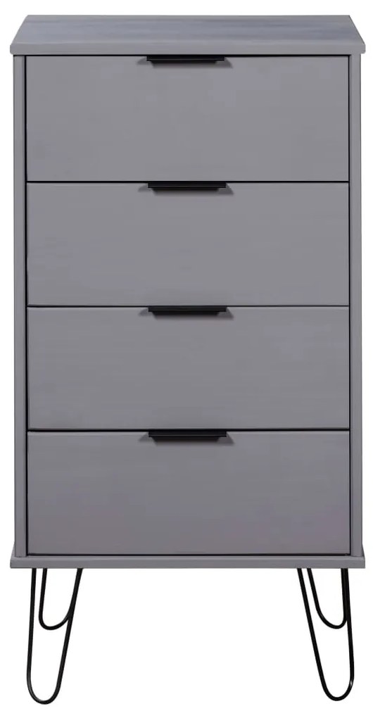 321122 vidaXL Comodă cu sertare, gri, 45x39,5x90,3 cm, lemn masiv de pin