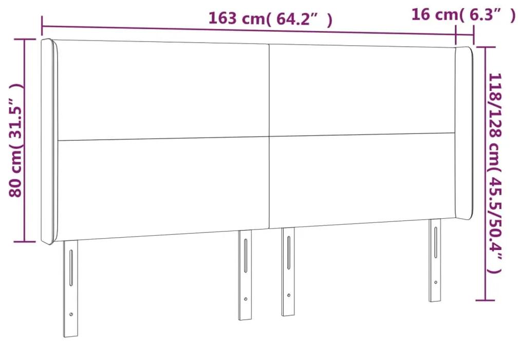 Tablie de pat cu aripioare, crem, 163x16x118 128 cm, textil 1, Crem, 163 x 16 x 118 128 cm
