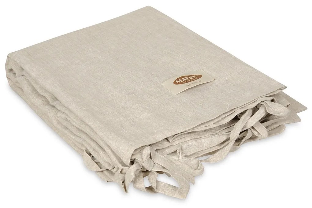 Lenjerie de pat din bumbac și in, bej deschis, 160 x 200 cm, 2 buc. 70 x 80 cm