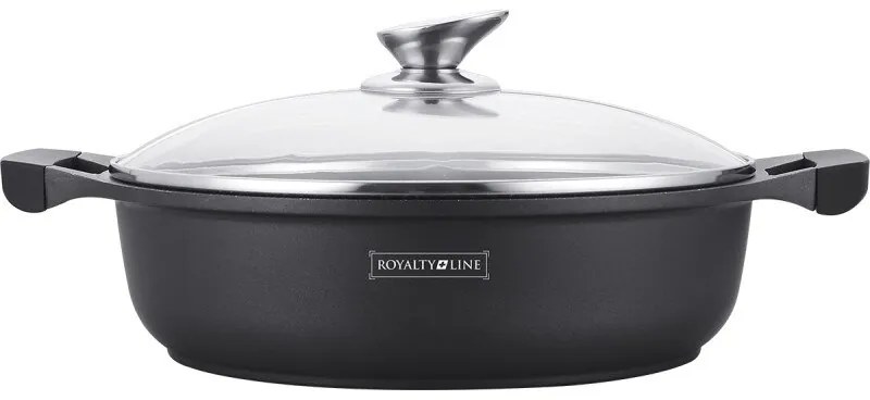 Cratiță marmorată cu capac 36 cm, 7L – Royalty Line RL-BR36CM, antiaderentă, ideală pentru gătit în familie