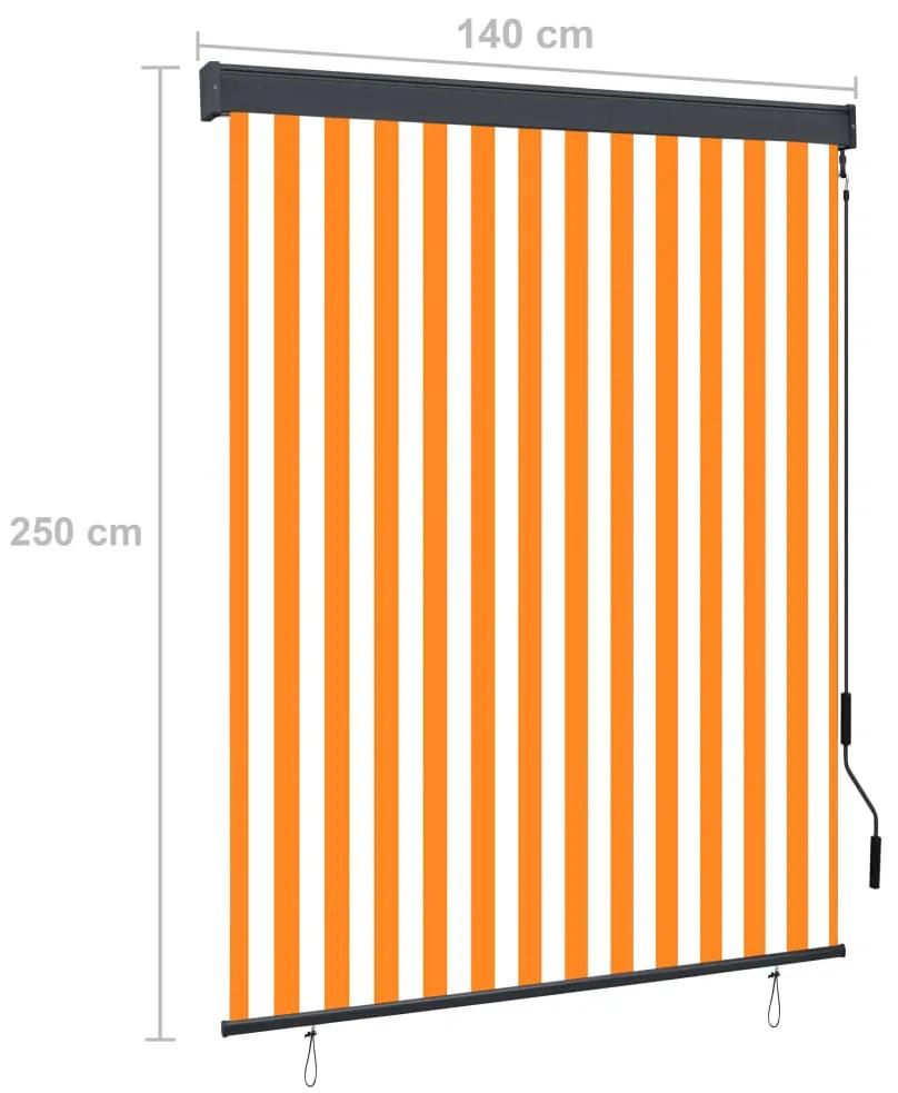 Jaluzea tip rulou de exterior, alb si portocaliu, 140 x 250 cm portocaliu si alb, 140 x 250 cm