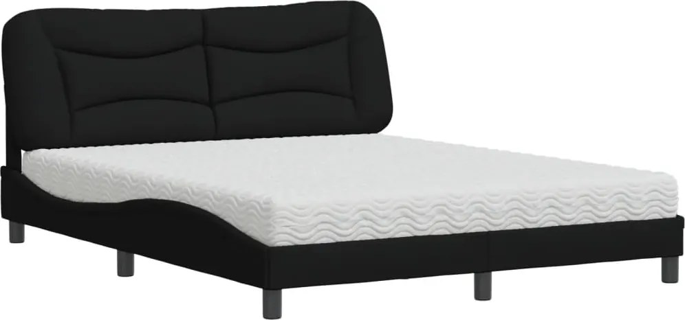 vidaXL Pat cu saltea, Hvar, negru, 160x200 cm, textil