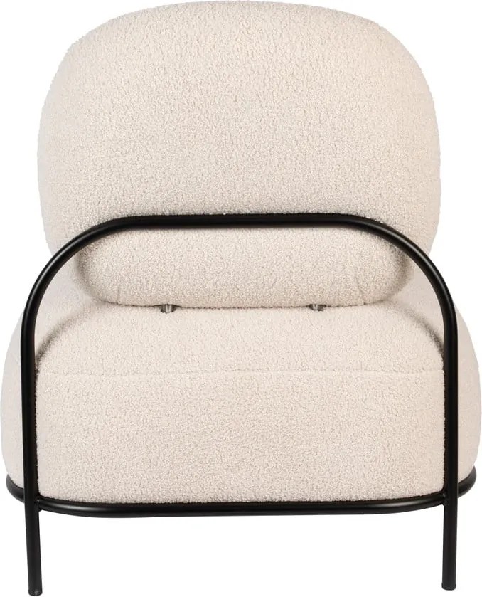 Fotoliu crem cu tapițerie din țesătură bouclé Polly – White Label