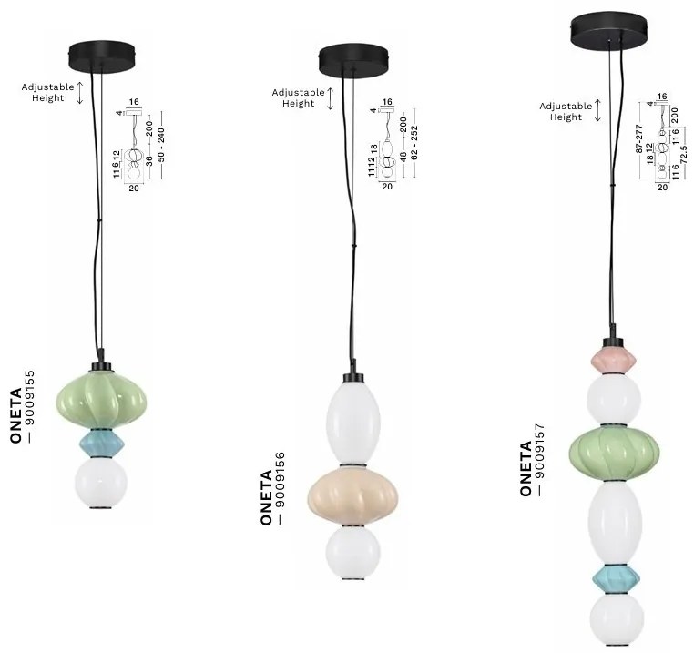 Pendul LED decorativ ceramic Verde, Albastru, Alb, Roz, ONETA