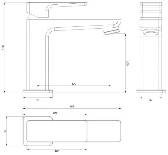 Baterie de lavoar OMNIRES PM7410BL PARMA 15 cm negru mat