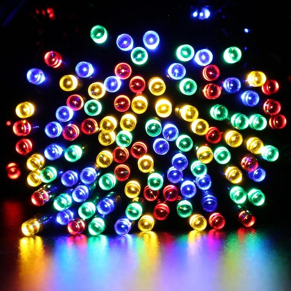 Ghirlanda luminoasa solara pentru gradina cu 100 LED, multicolor, 10m