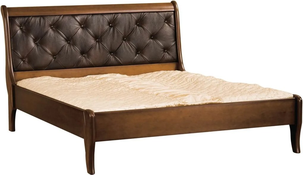 Pat lemn masiv nuc Harper Tapițat Piele Naturală