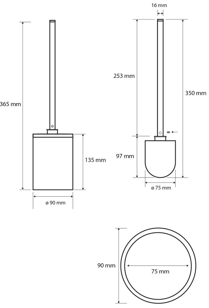 Perie de toaletă Sapho XR306W X-Round White , alb