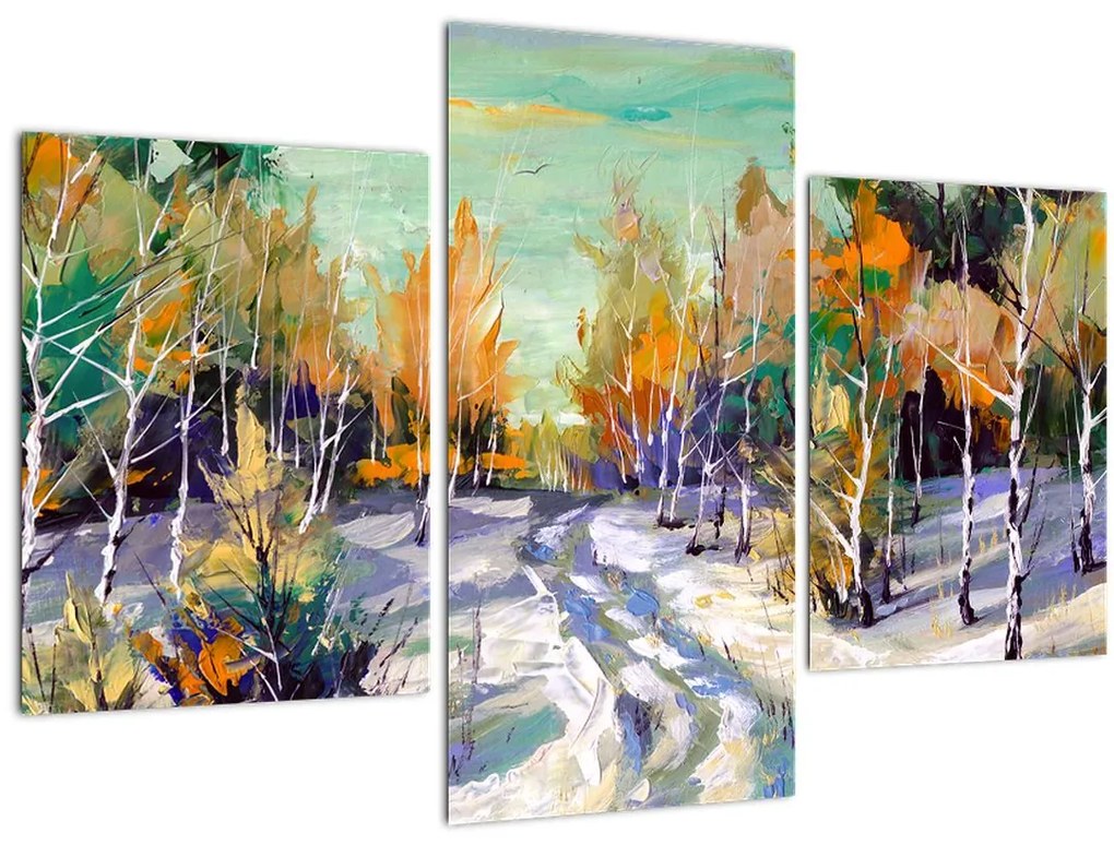 Tablou - Drum înzăpezit prin pădure (90x60 cm)